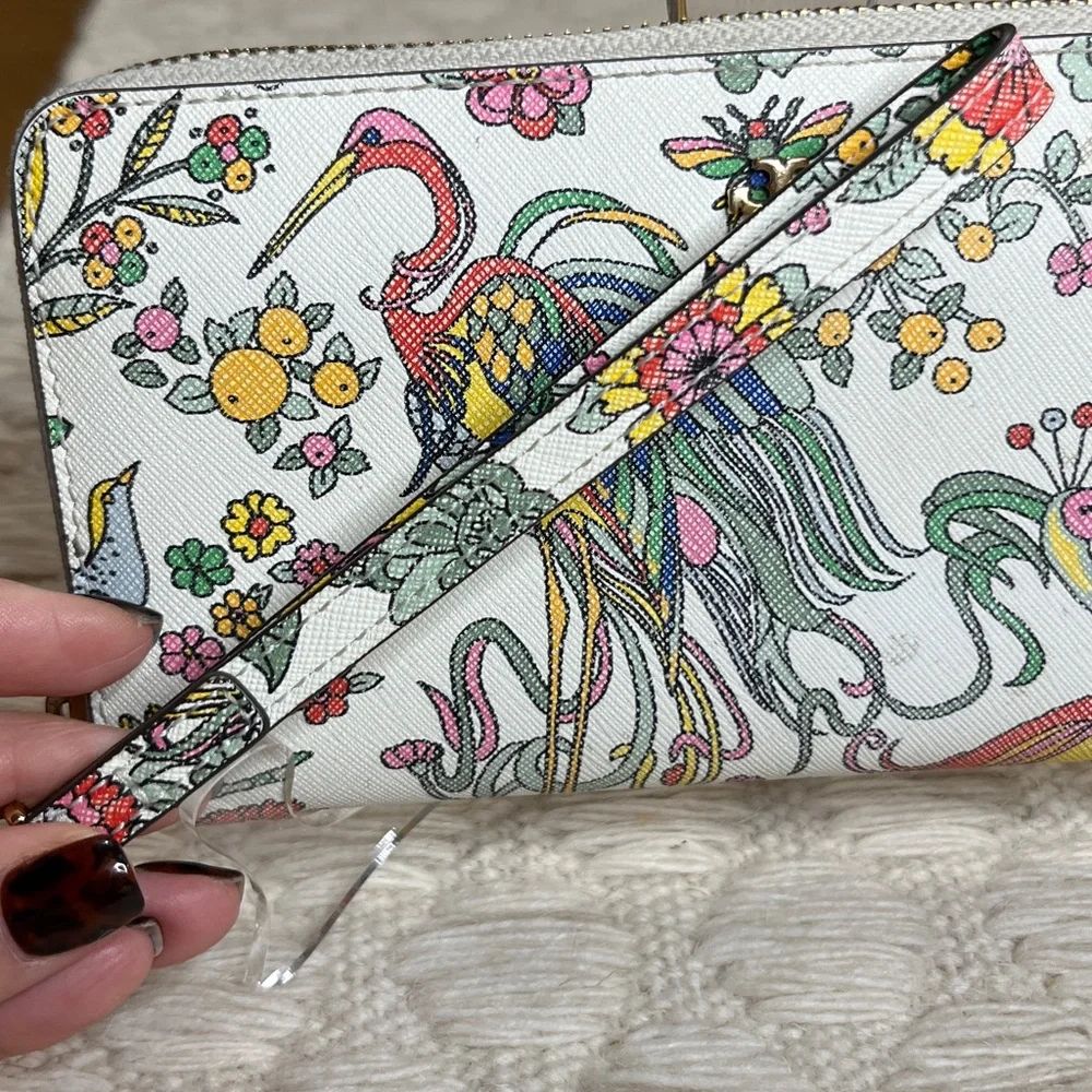 Tory Burch RARE Emerson Paradise Floral Zip Wallet / Wristlet